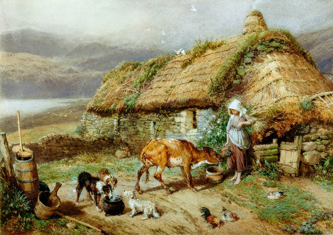 A Highland Bothy by Myles Birket Foster