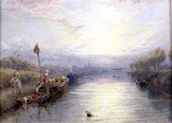 River Landscape by Myles Birket Foster