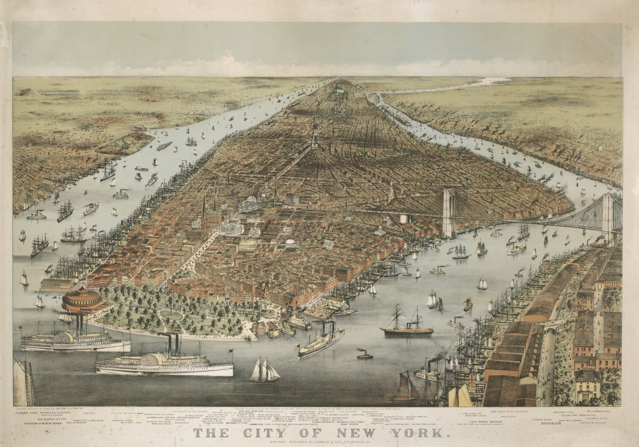 The City of New York, 1876 by Nathaniel Currier