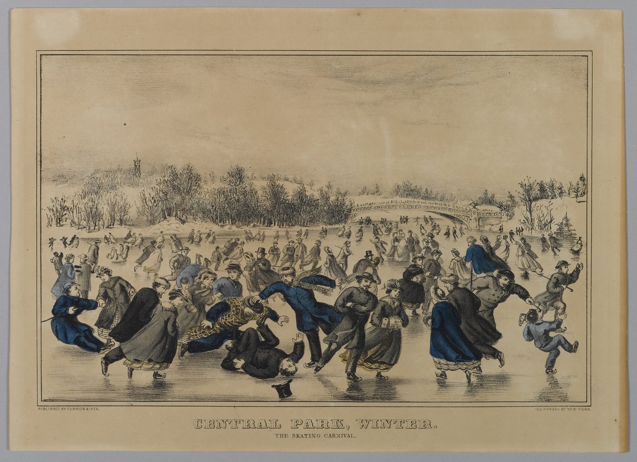 Central Park, Winter. The Skating Carnival. by N. and Ives, J.M. Currier
