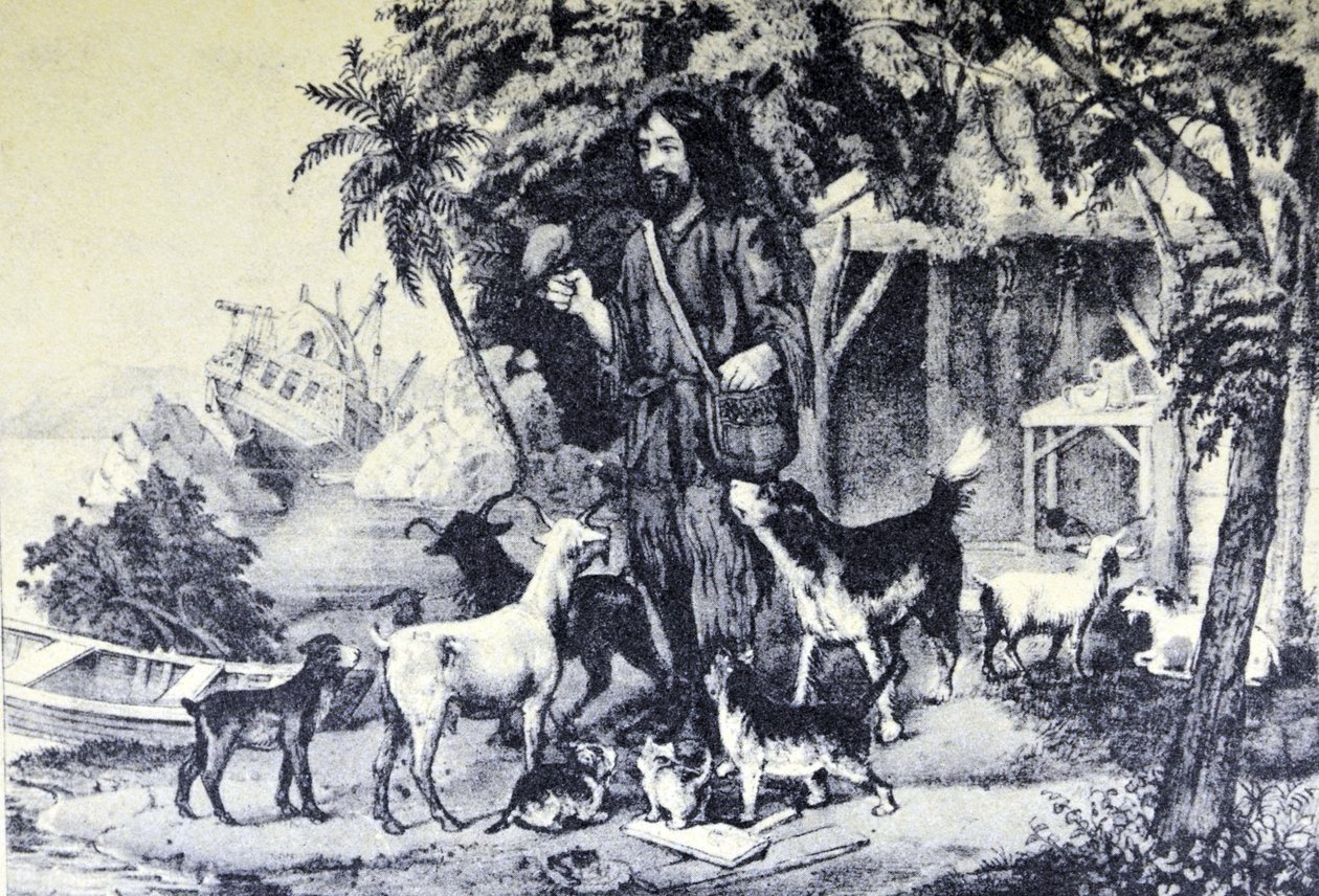 Robinson Crusoe and His Pets by N. and Ives, J.M. Currier