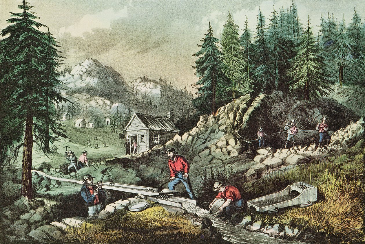 Goldmining in California by N. and Ives, J.M. Currier