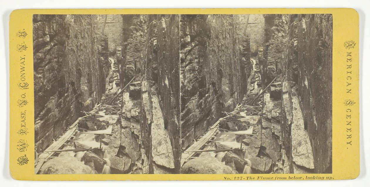 The Flume from below, looking up, mid 19th century by N.W. Pease