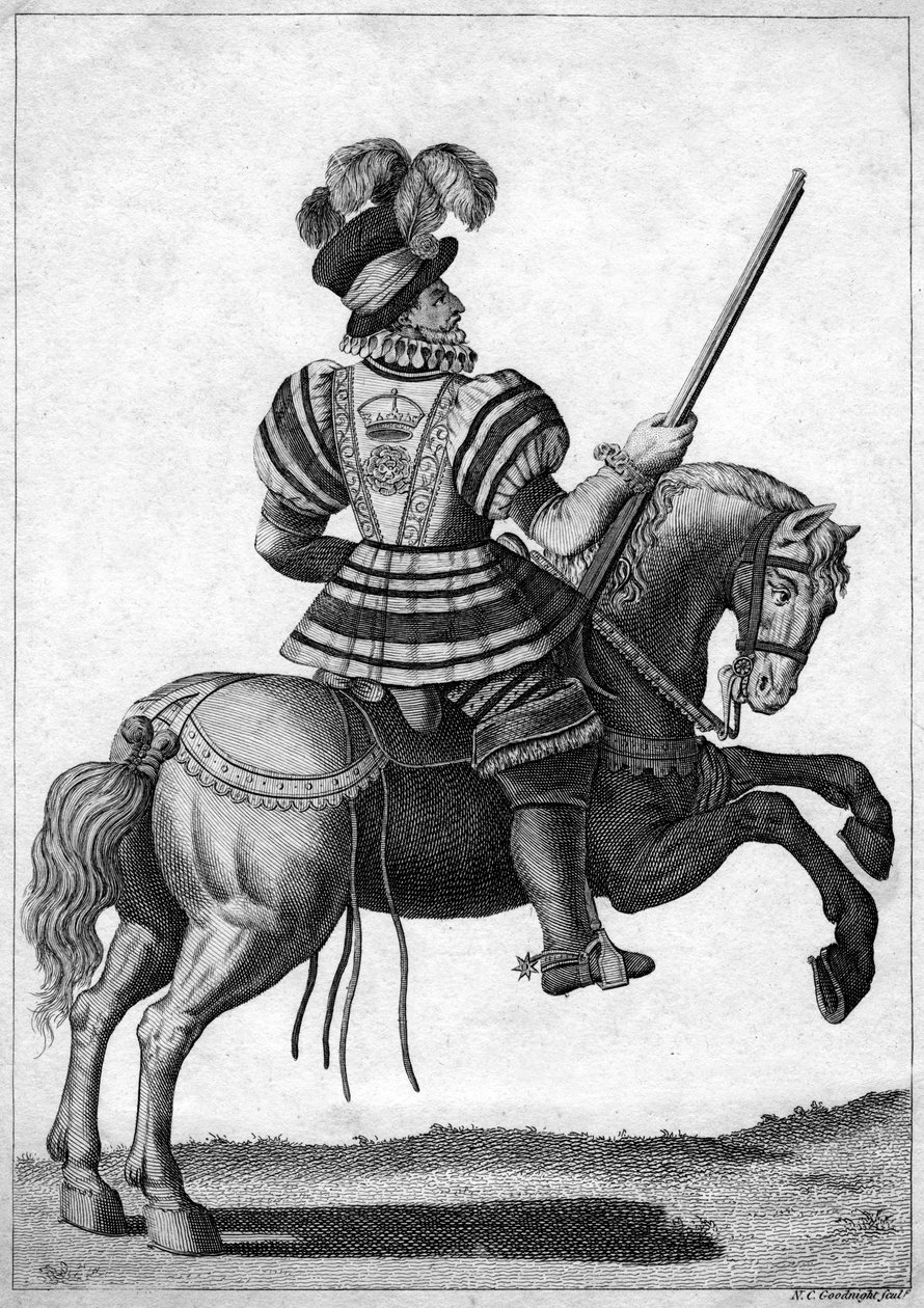 A Yeoman of the Guard, attending Queen Elizabeth I on a progress by N. C. Goodnight