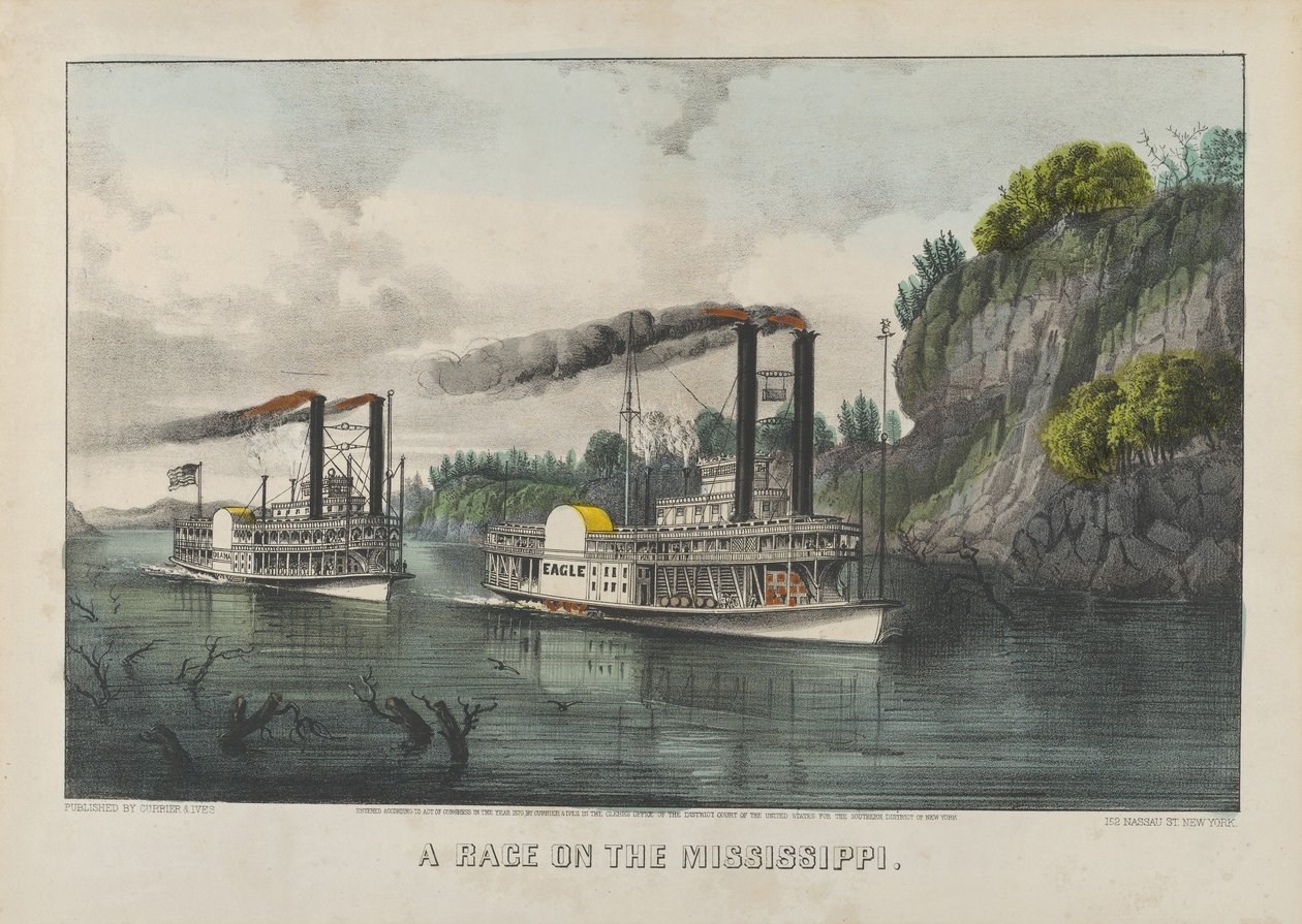 A Race on the Mississippi by Currier and Ives