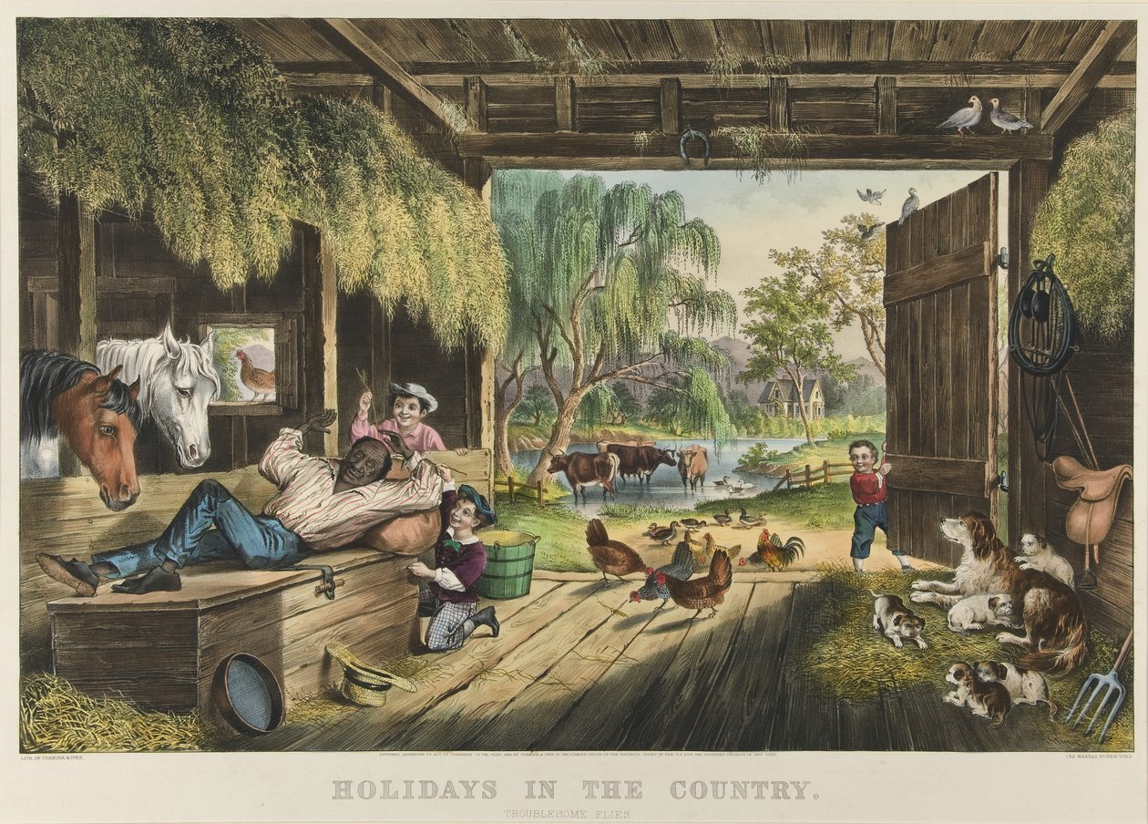 Holidays in the Country, Troublesome Flies by Currier and Ives