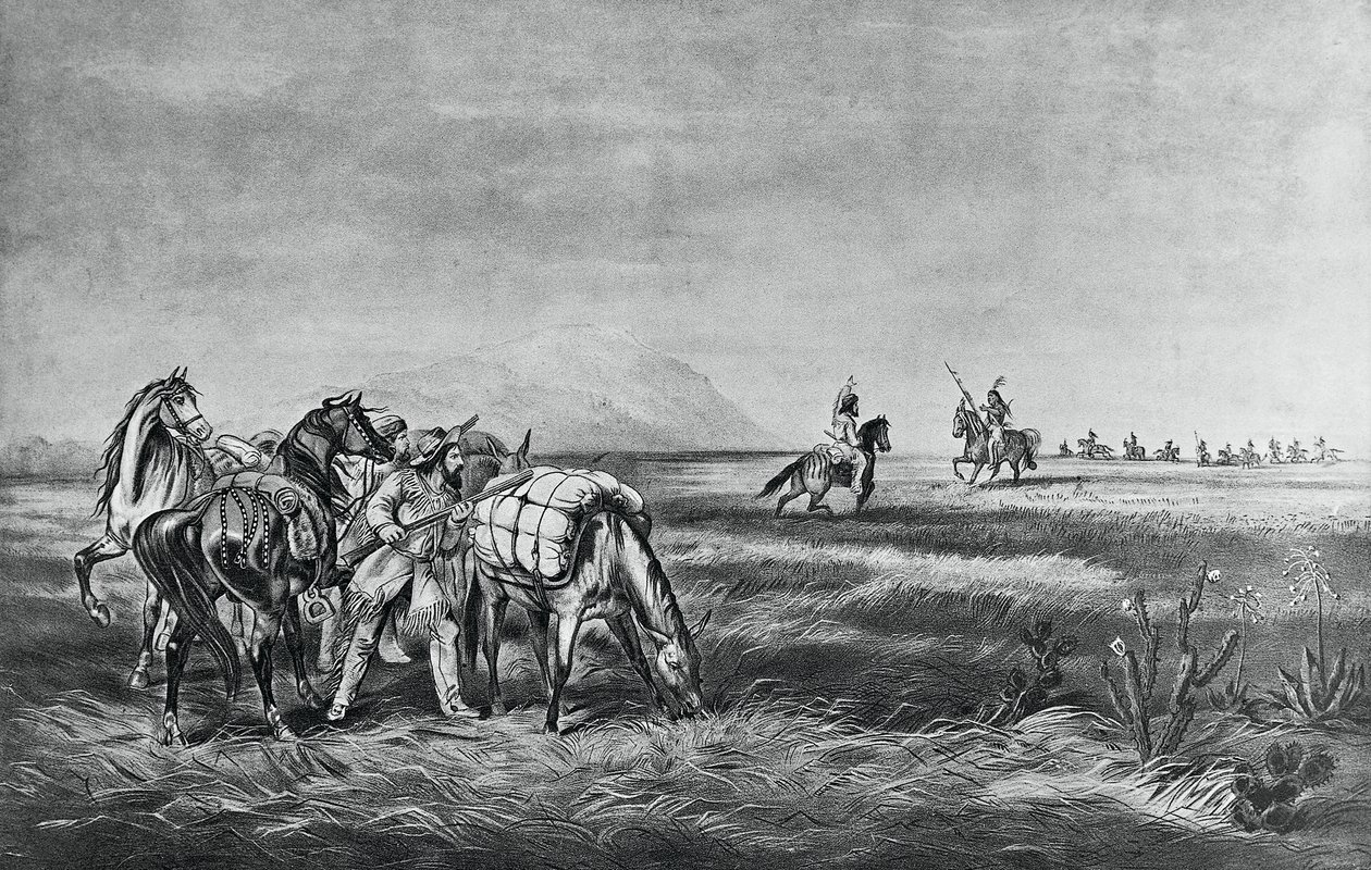 Peace or war, Encounter between the Indians and white hunters by Currier and Ives