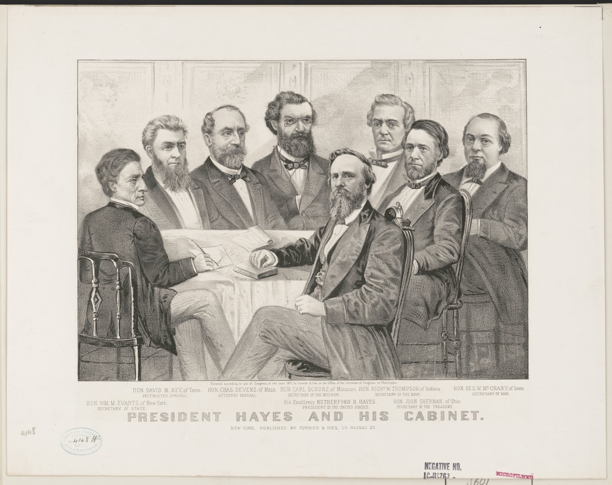 President Hayes and his cabinet, c.1877 by Currier and Ives