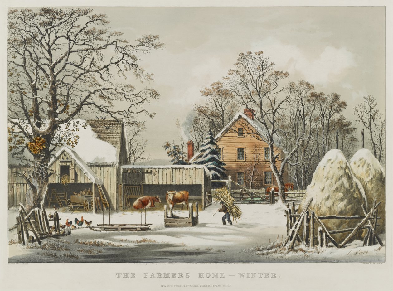 The Farmer’s Home - Winter by Currier and Ives