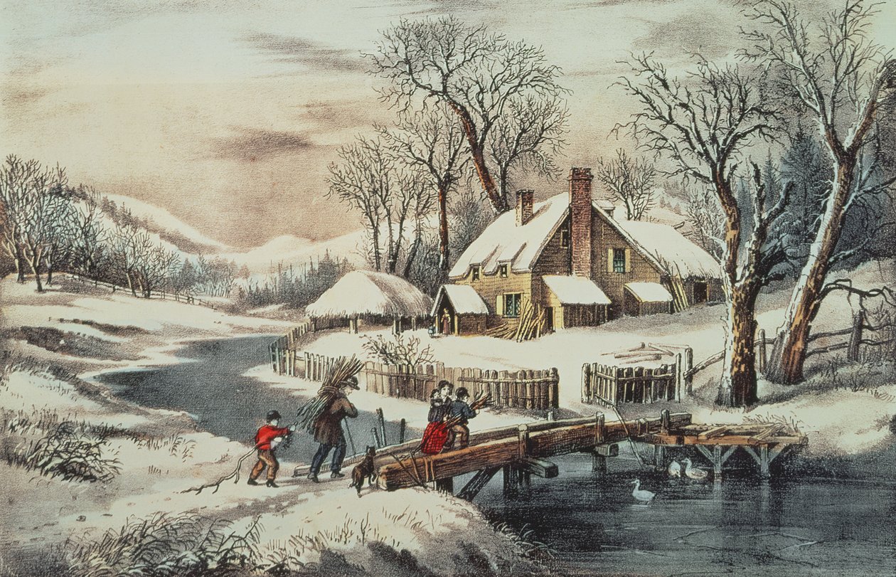 The Ingleside Winter, pub. by Currier & Ives by N. Currier and Ives J.M.