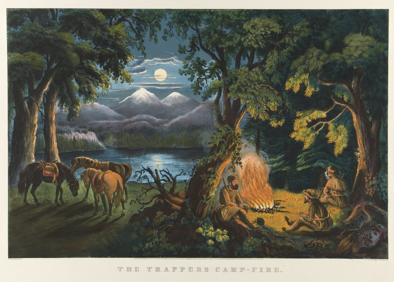 The Trappers’ Camp-Fire by Currier and Ives
