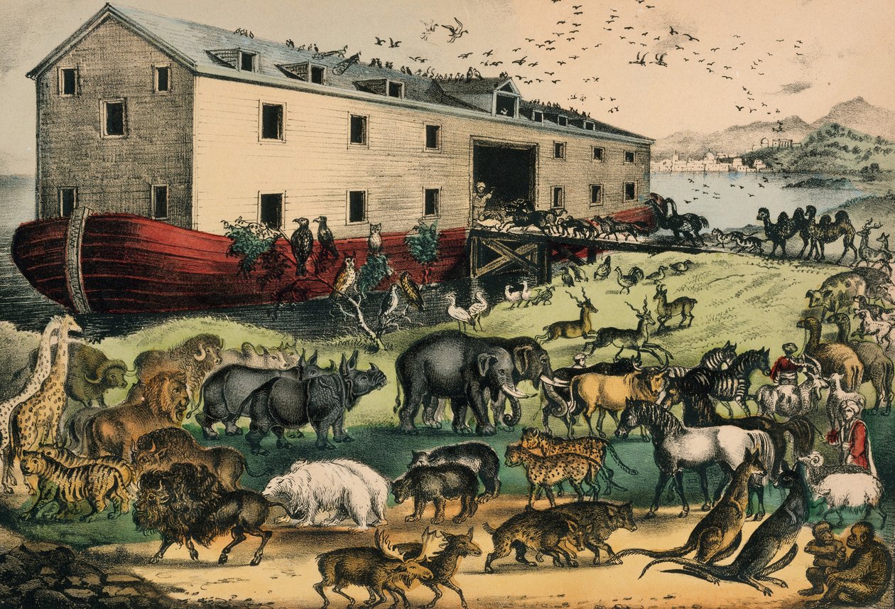 Noah's Ark by N. and Ives, J.M. Currier: Fine art print