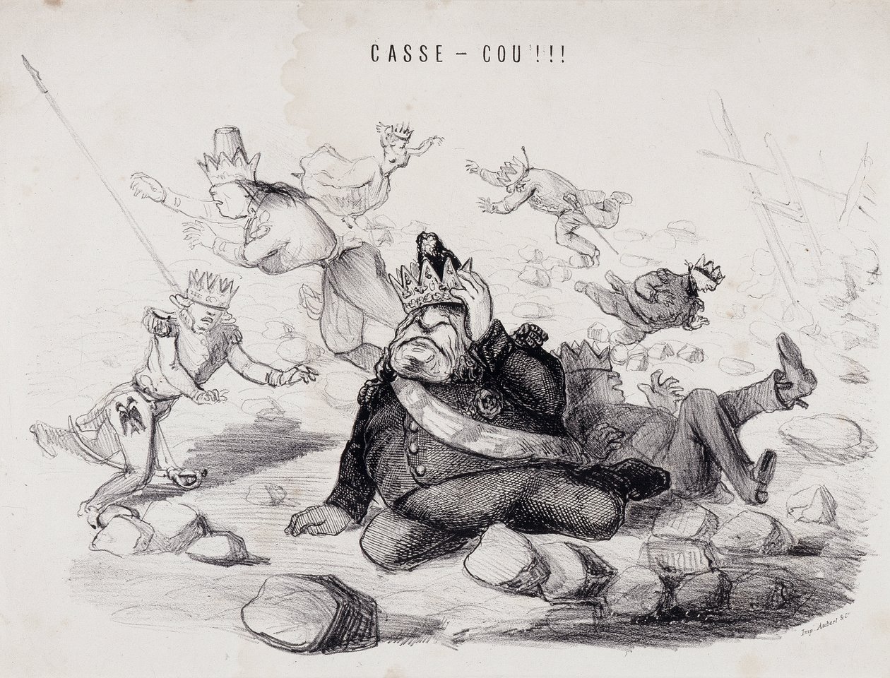 Dareneck!!! (Neck break). Lithograph by Gabriel Aubert, printer in Paris who publishes the newspaper 