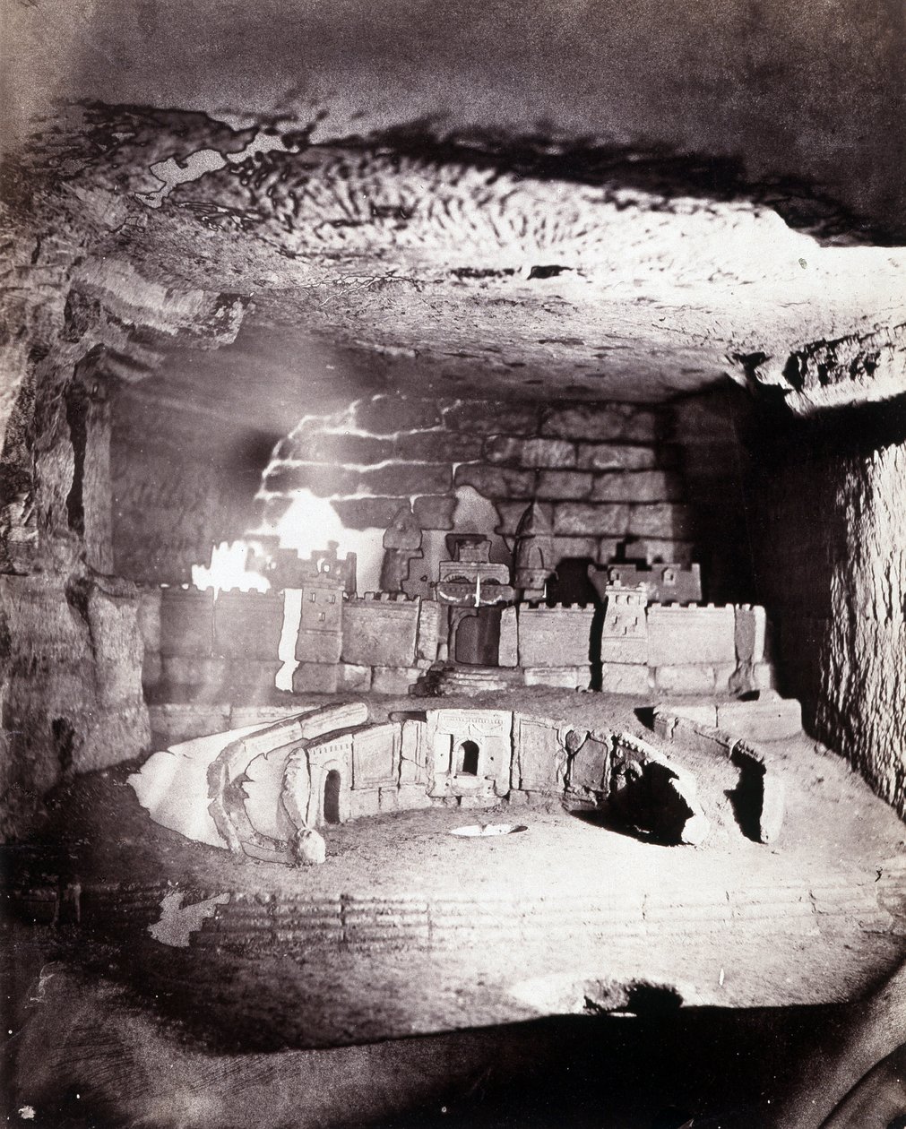 The catacombs of Paris. View of an architectural sculpture of Port Saint Philippe by Nadar