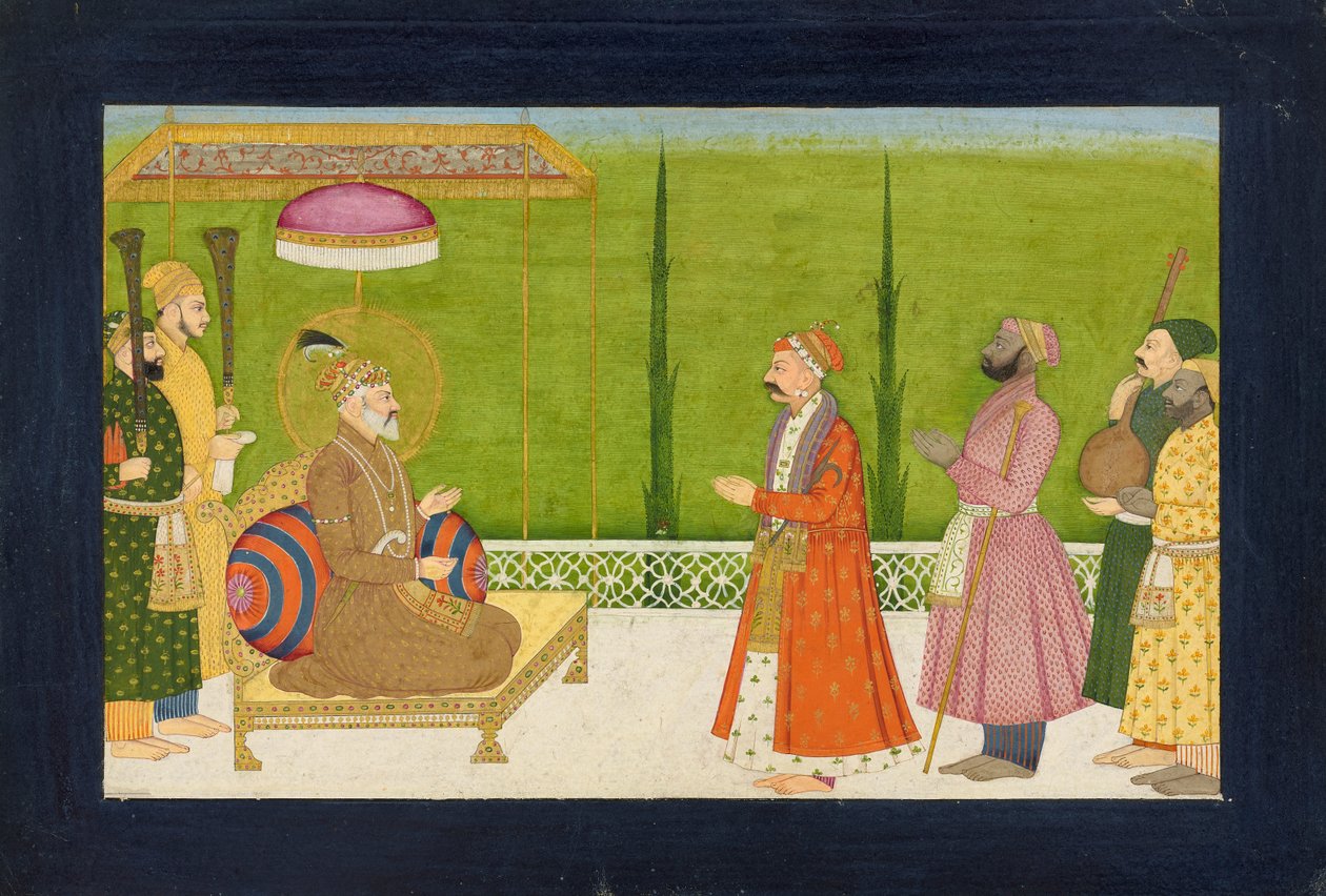 The Poet Sundar Das before Emperor Shah Jahan, folio from a Sundar Shringar by Nainsukh