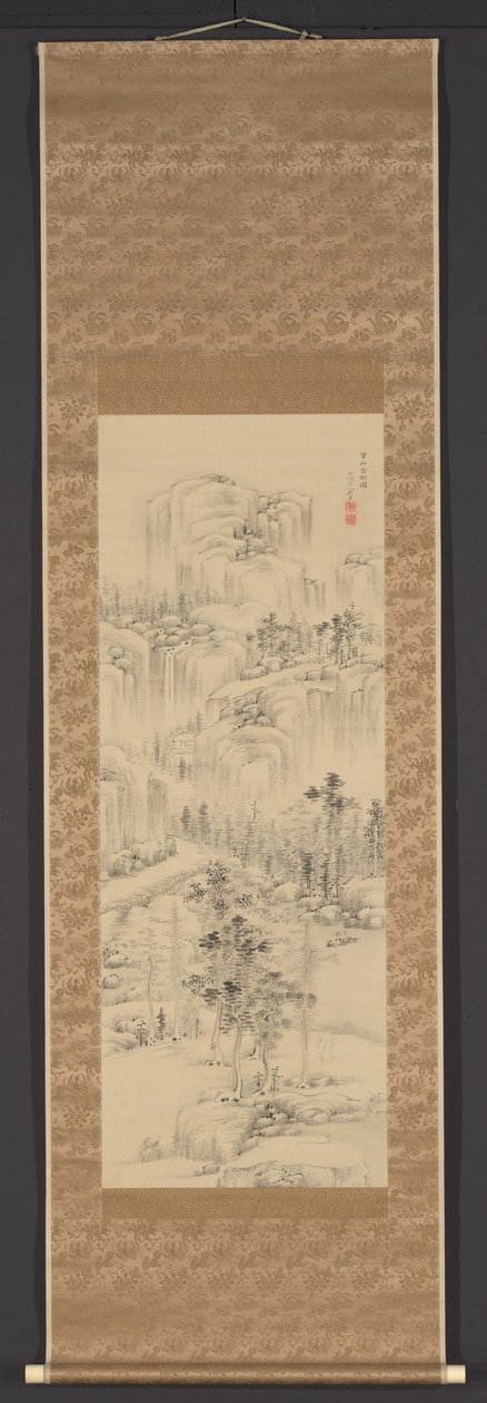 Trees in the Clouds on Layered Mountains by Nakabayashi Chikuto