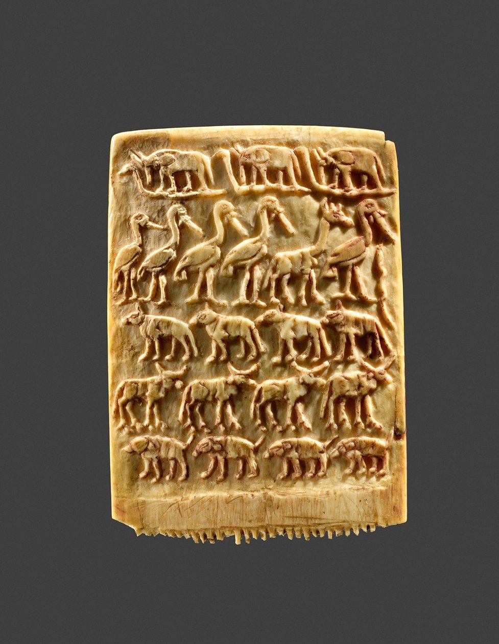 Hair Comb Decorated with Rows of Wild Animals by Naqada Period Egyptian