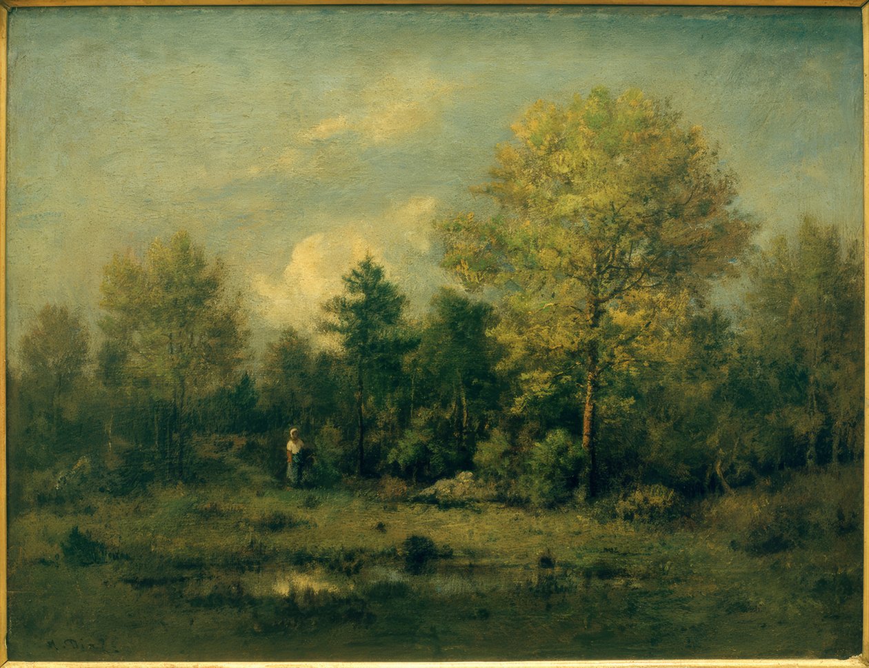 Landscape with Pond in the Forest by Narcisse Diaz de la Pena