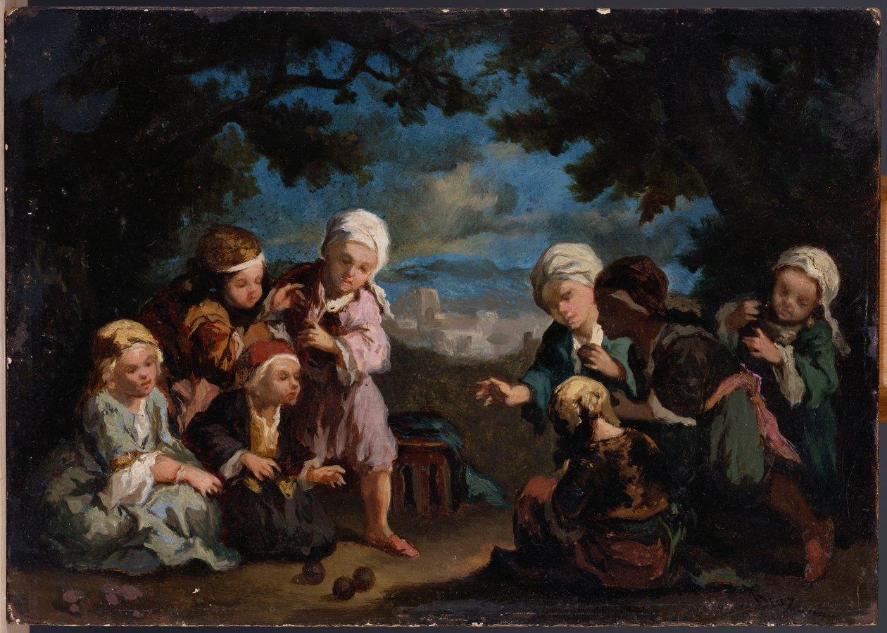 Turkish Children Playing Boules in a Clearing by Narcisse Virgile Diaz de la Peña