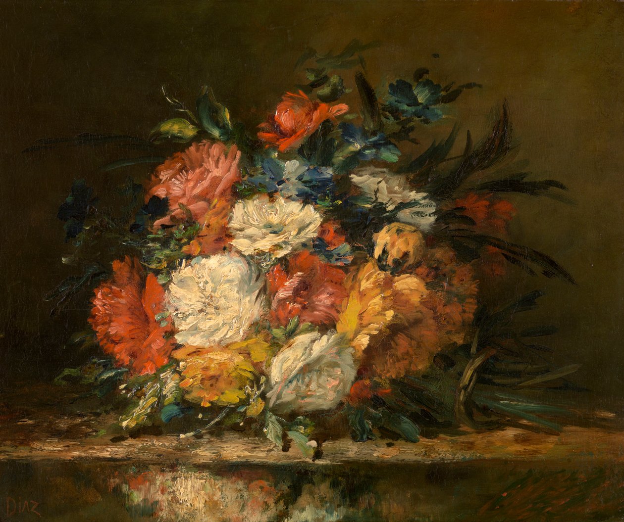 Flowers by Narcisse Virgile Diaz de la Peña