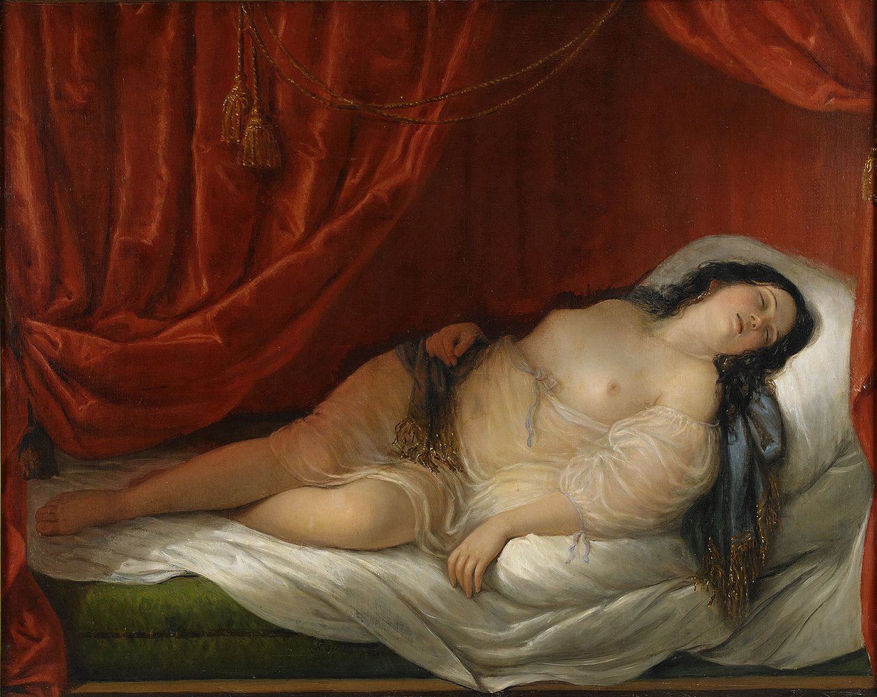 An Odalisque in Red Interior, Early 19th Century by Natale Schiavoni