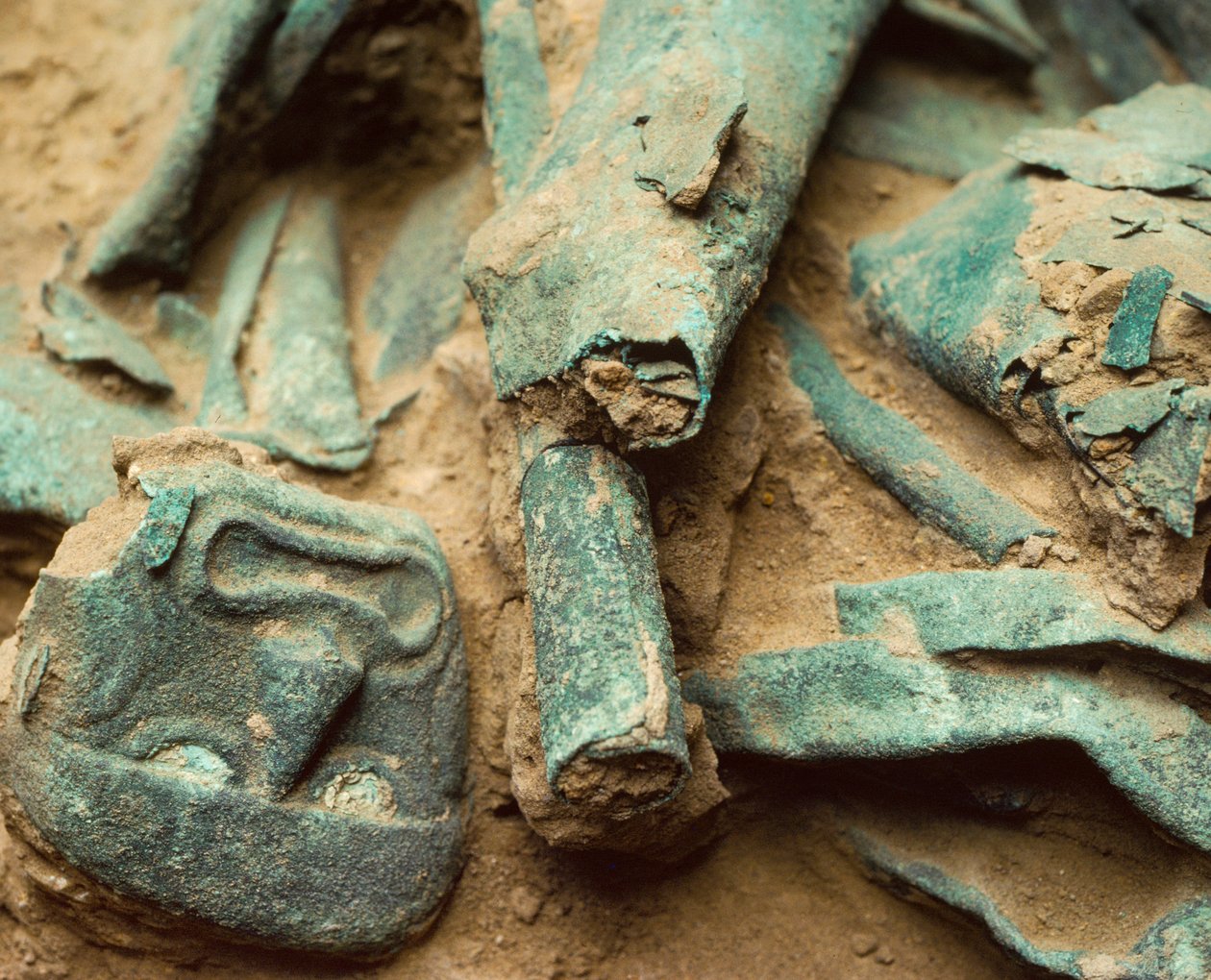 Gilded Copper Treasure Buried in the Moche Royal Tomb of Lord of Sipan by Nathan Benn