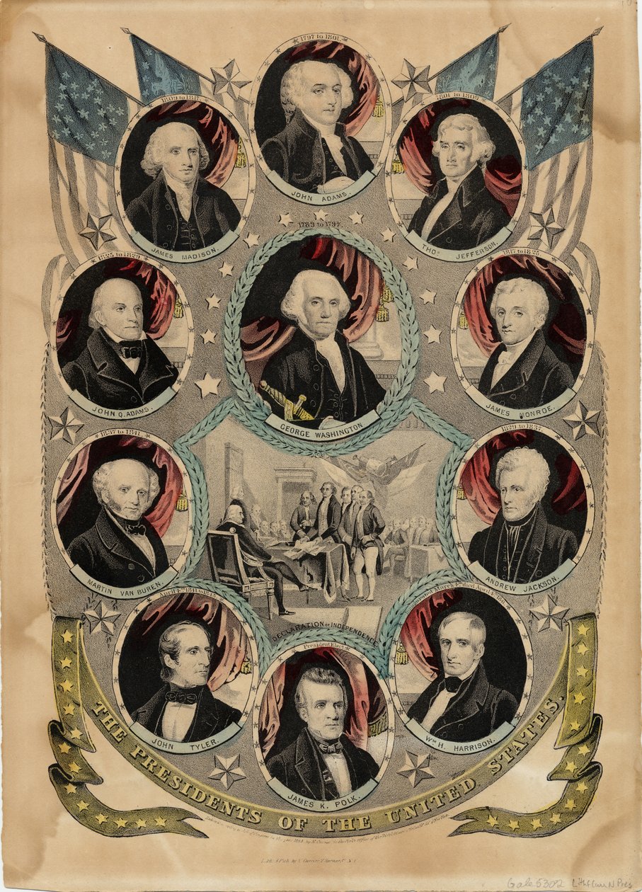 The Presidents of the United States (published by N. Currier, New York, c.1844) by Nathaniel Currier