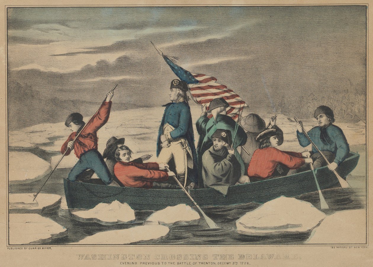 Washington Crossing the Delaware - Evening Previous to the Battle of Trenton, December, 1857-71 by Currier and Ives