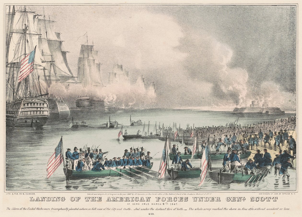 Landing of the American Forces under Gen. Scott: At Vera Cruz March 9th 1847 by Nathaniel Currier