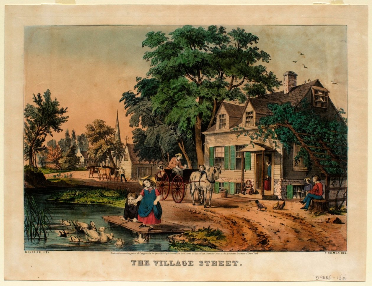 The Village Street by Nathaniel Currier