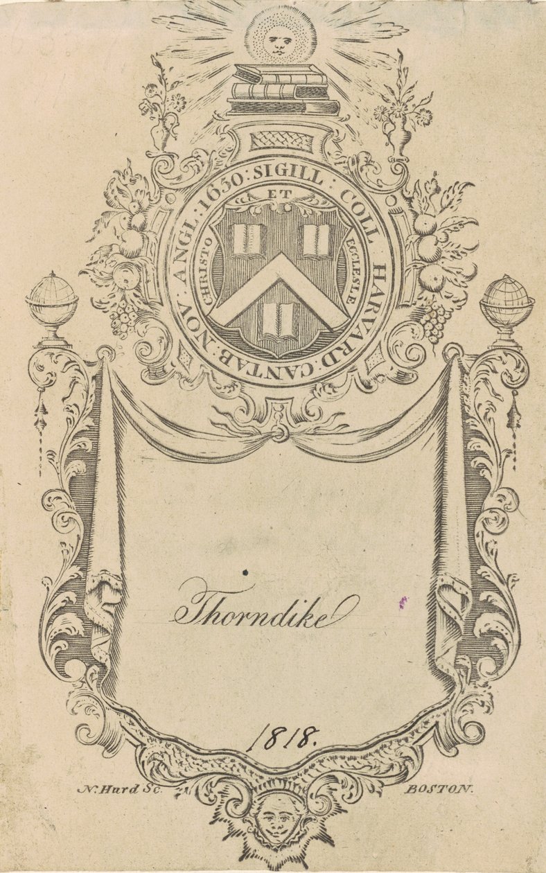 Harvard College Bookplate with the Christo et Ecclesiae Seal by Nathaniel Hurd