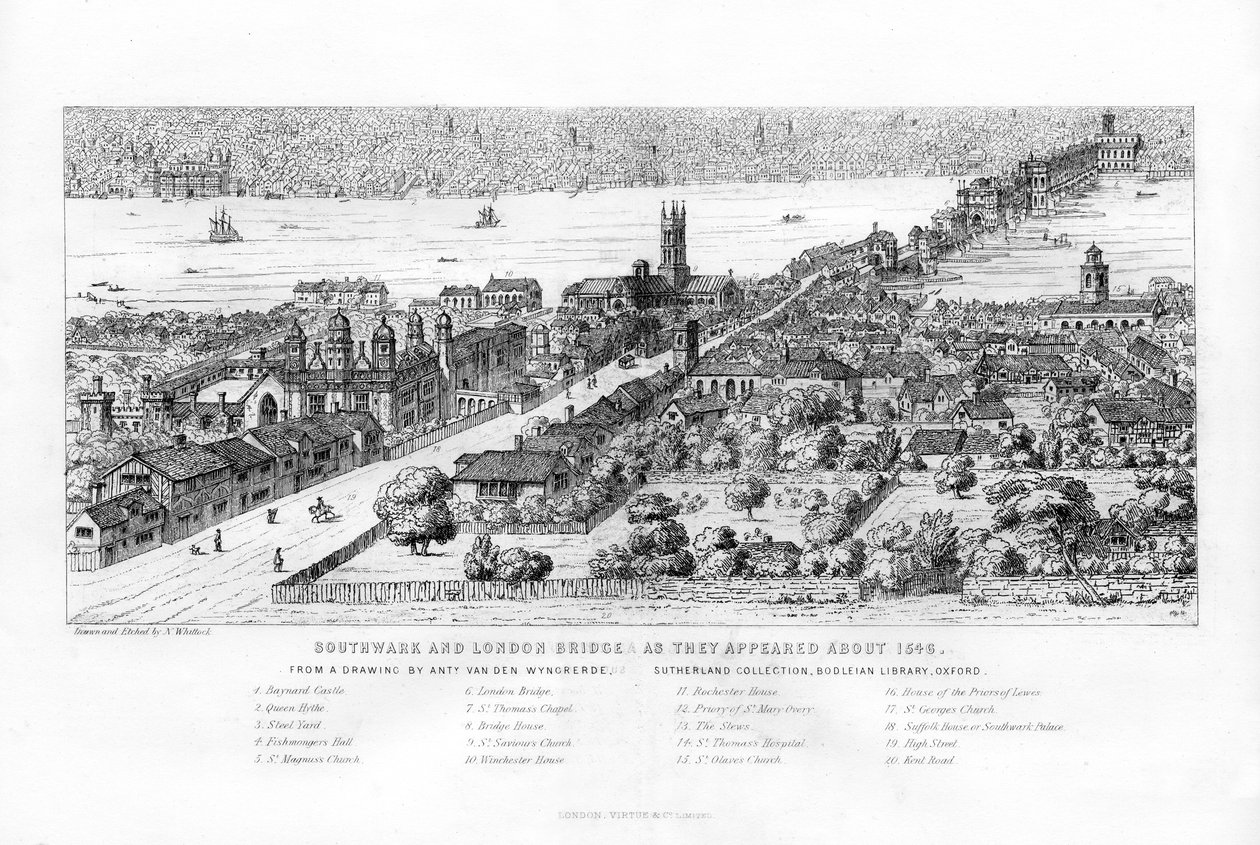 Southwark and London Bridge as they appeared about 1546 by Nathaniel Whittock