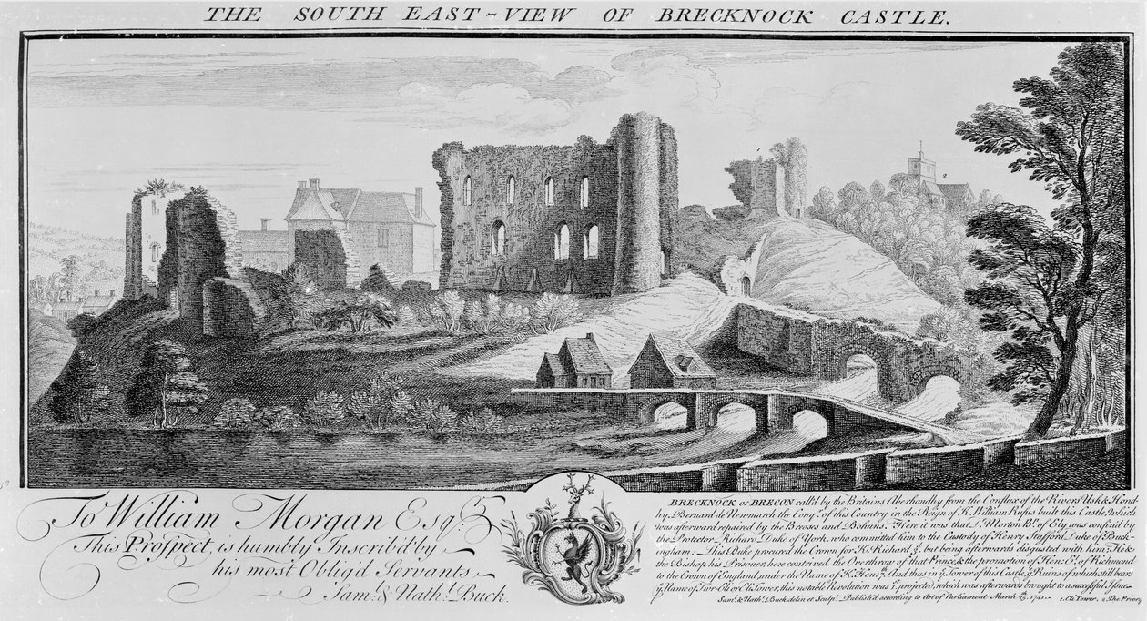The South-East View of Brecknock Castle, 1741 by Nathaniel and Samuel Buck