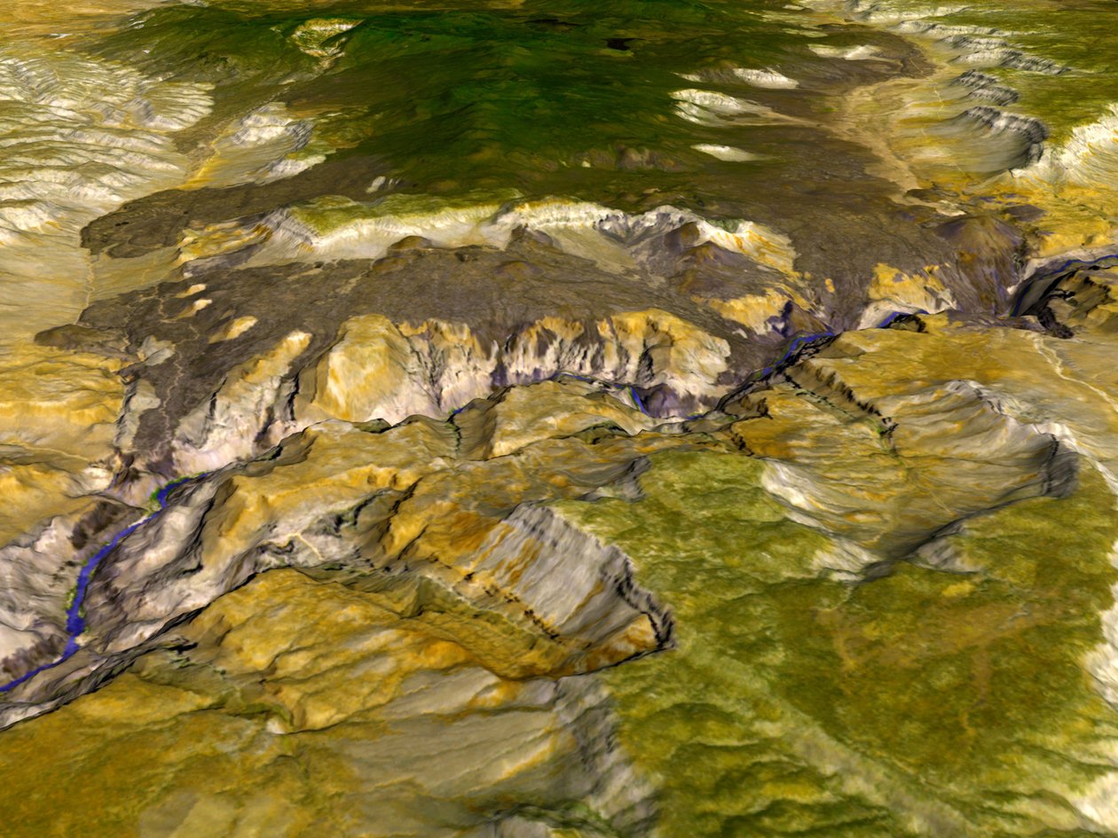 Satellite thermal emission and reflection image of the Grand Canyon, Arizona, USA by National Aeronautics and Space Administration National Aeronautics and Space Administration