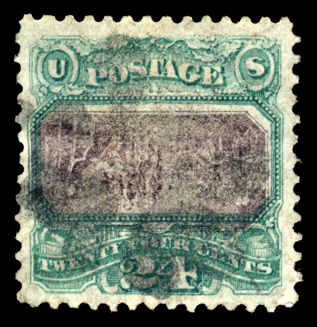24c Declaration of Independence G Grill Invert Error Single by National Bank Note Company