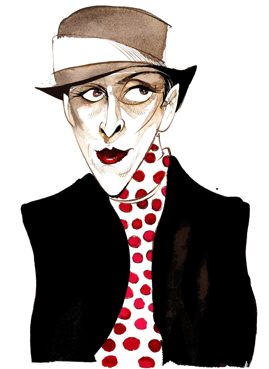 Djuna Barnes, influential Modernist American writer and artist; caricature by Neale Osborne