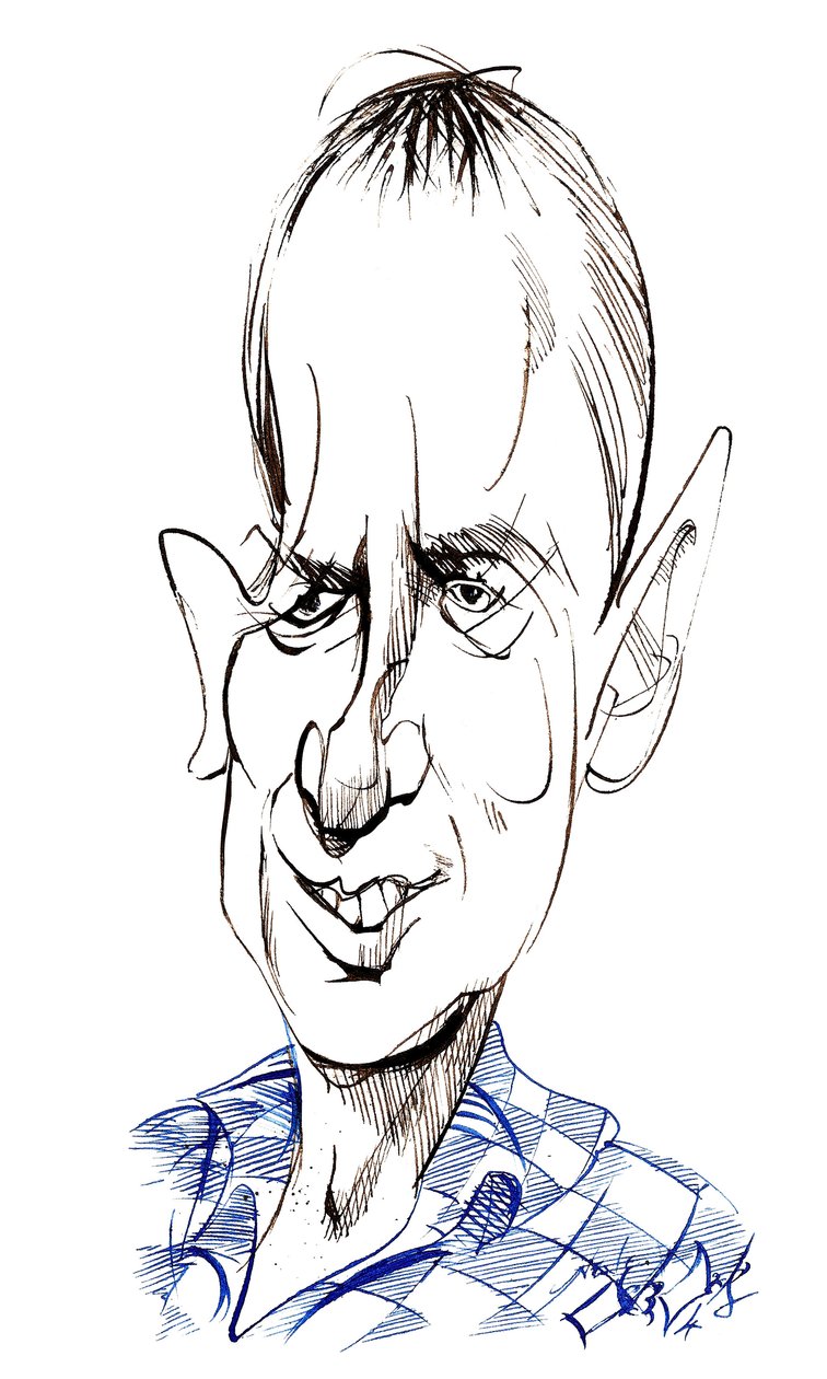 Frank Skinner (caricature of English comedian, actor, writer and presenter, born 1957) by Neale Osborne