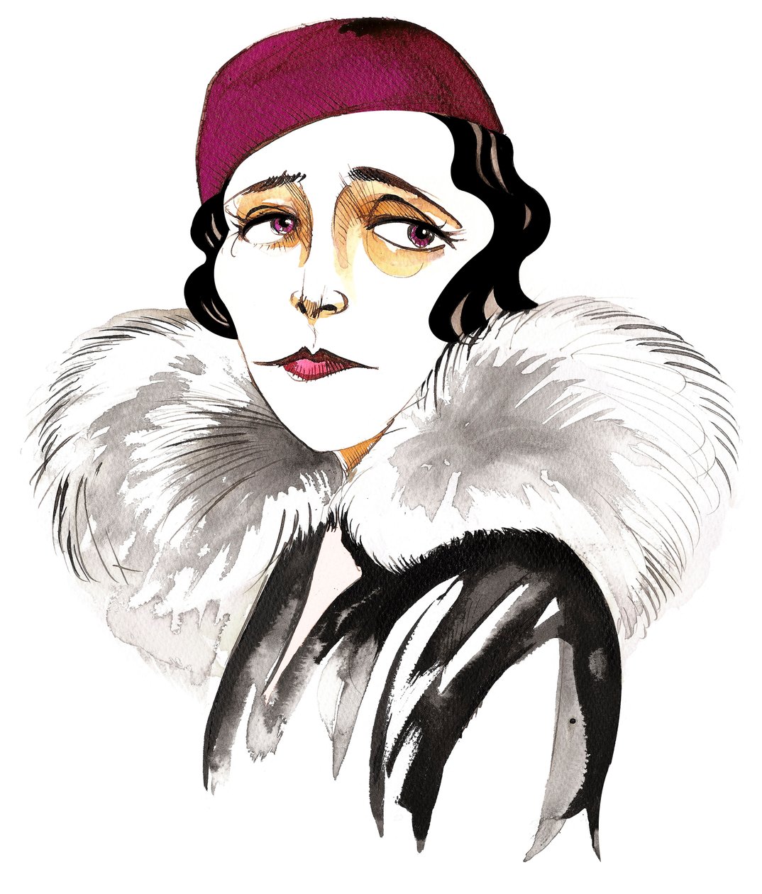 Germaine Tailleferre, French composer, pianist, and member of Les Six, caricature by Neale Osborne