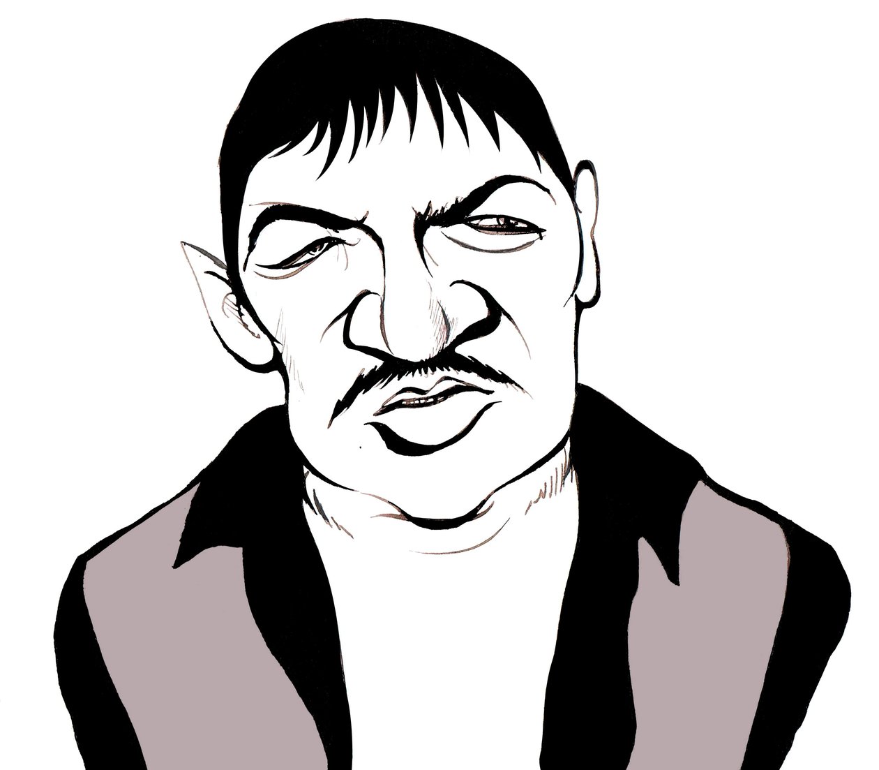 Rainer Werner Fassbinder, German film-maker, actor, playwright, and theatre director, caricature by Neale Osborne