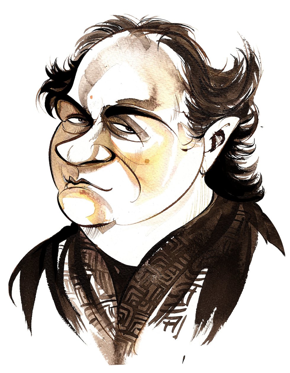 Wolfgang Rihm - colour caricature by Neale Osborne