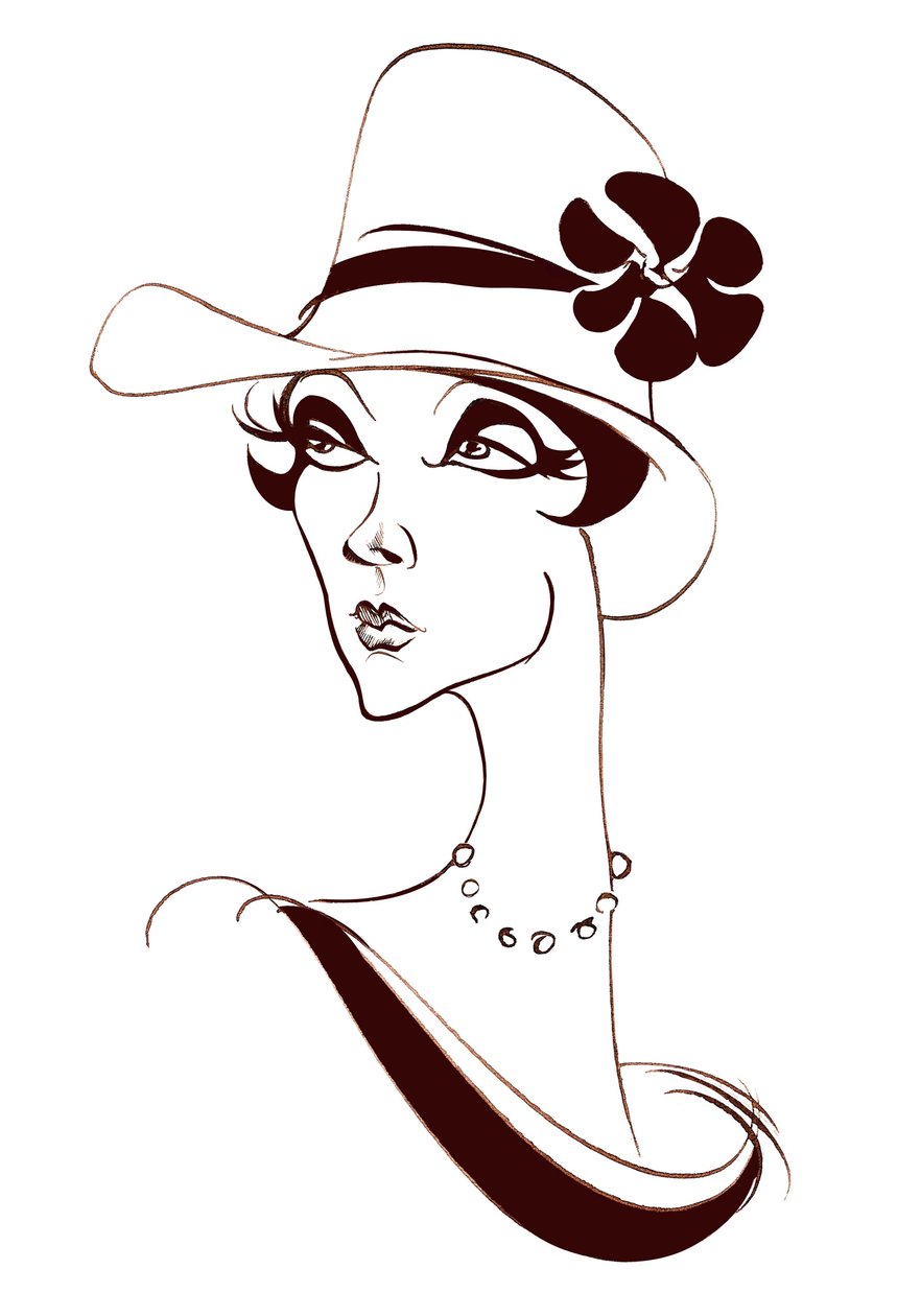 Model in pearls and a tall hat by Neale Osborne