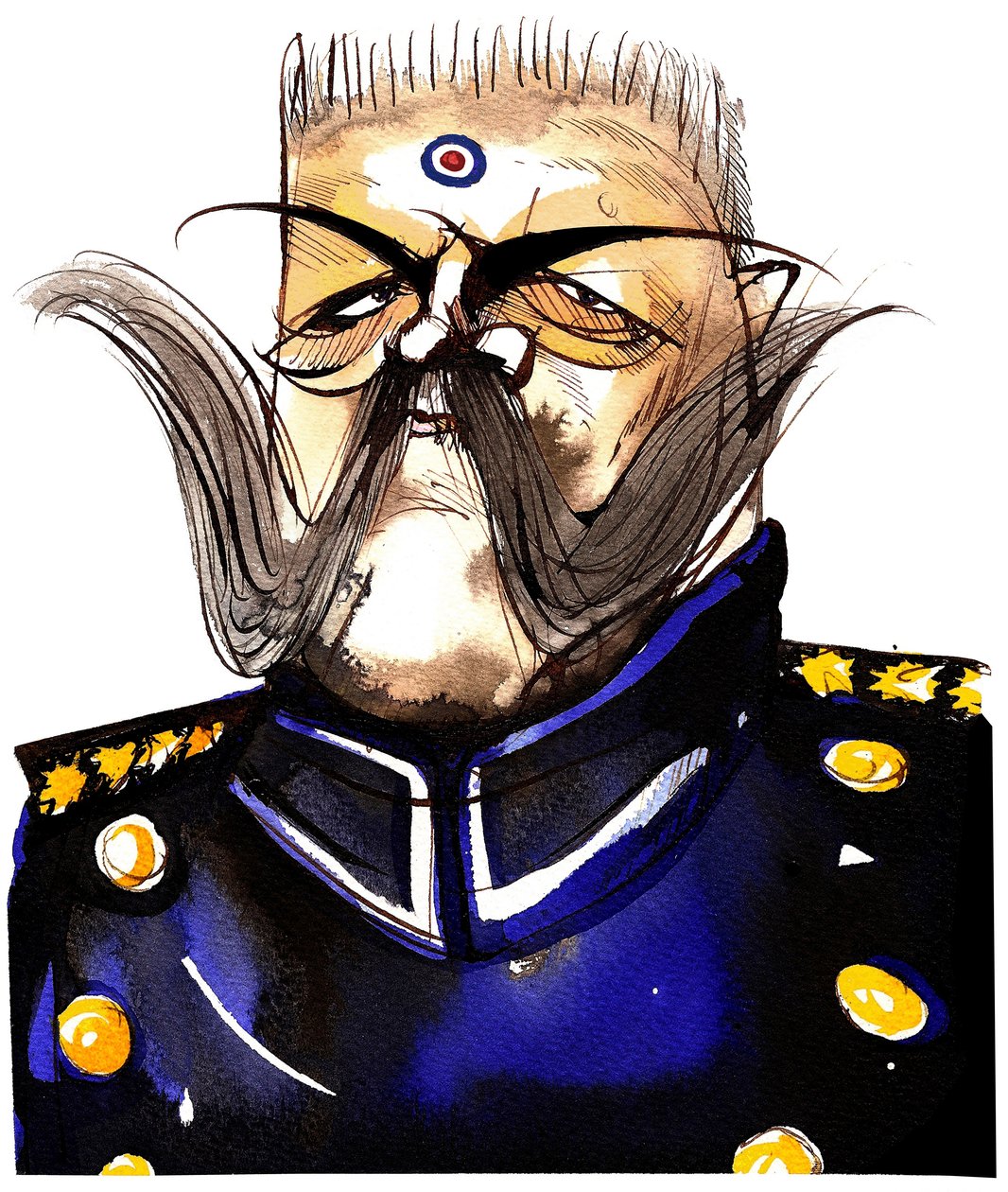 Paul von Hindenburg, Polish-born, German general and president (1847-1934); color caricature by Neale Osborne