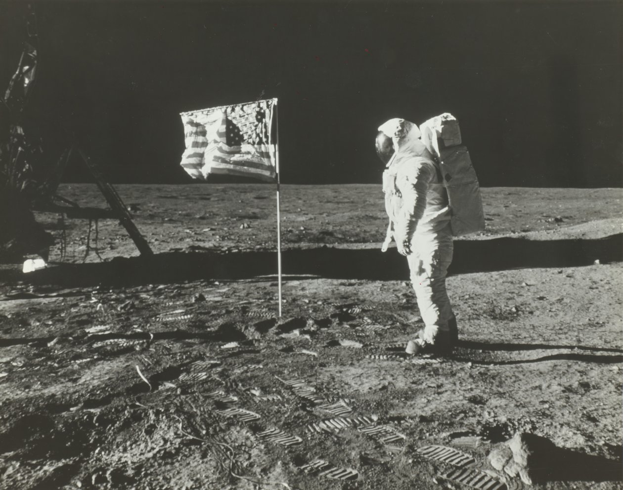 Buzz Aldrin on the Moon with the American Flag, 1969 by Neil Armstrong