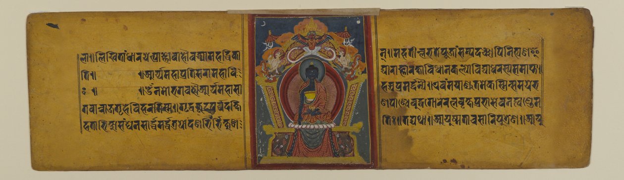 Page from a Buddhist Manuscript with an Illustration of Akshobhya by Nepalese School