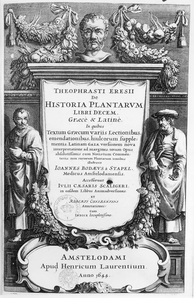 Titlepage of Historia Plantarum Libri Decem by Theophrastus, Published in Amsterdam in 1644 by Netherlandish School