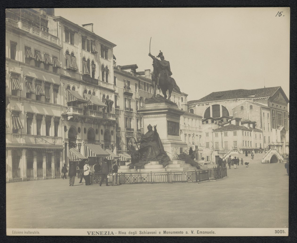 Riva degli Schiavoni in Venice, with an Equestrian Statue of Victor Emanuel II of Italy by Neue Photographische Gesellschaft