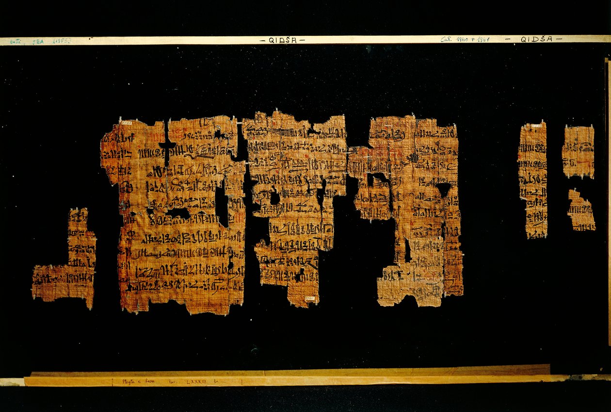 Fragments of the document containing the deeds of the Pharaoh Thutmose III by New Kingdom Egyptian