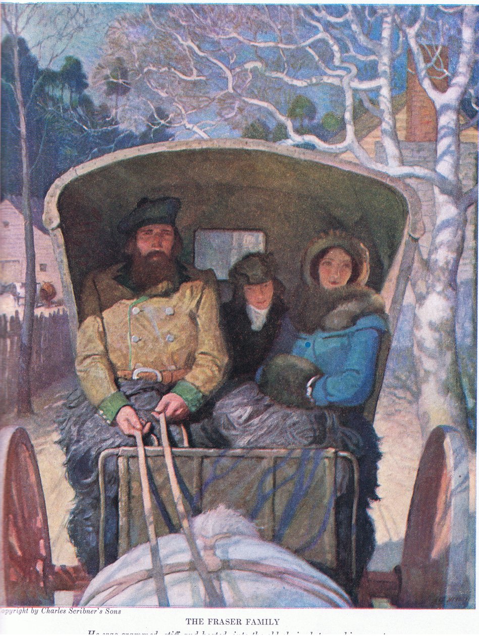 The Fraser family: He was crammed stiff and heated, into the old chaise between his parents by Newell Convers Wyeth