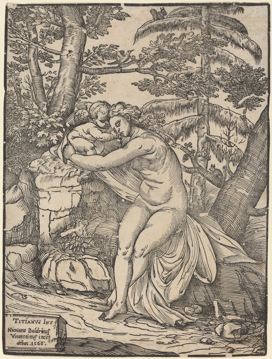 Venus and Cupid by Niccolò Boldrini after Titian