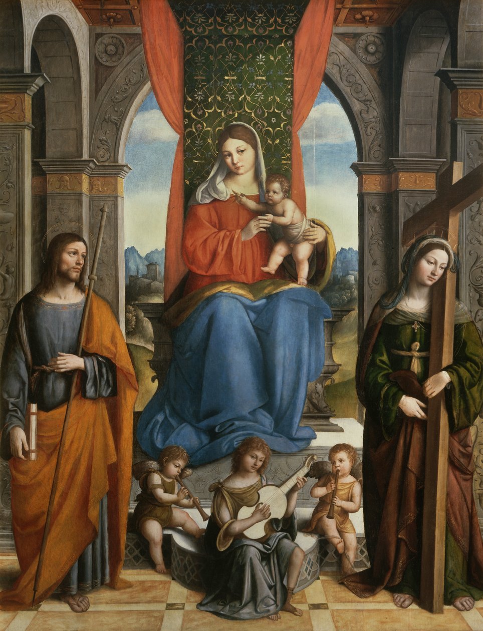 Madonna and Child with St. James of Galicia and St. Helena by Niccolo  Pisano